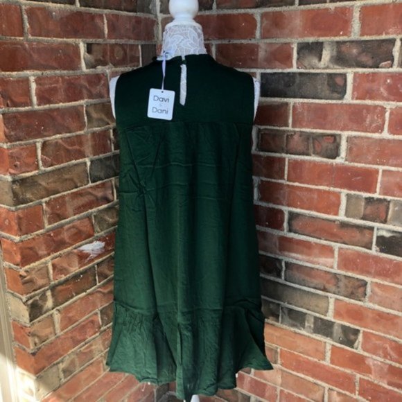 Davi & Dani Boho Laced Mock Neck Dress Green - Picture 7 of 9